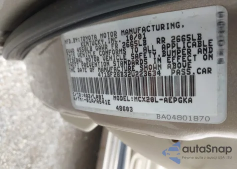 2002 Toyota Avalon Xls из США, поврежденный, VIN 4T1BF28B32U223634